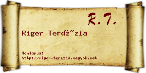 Riger Terézia névjegykártya